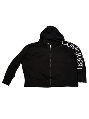 Calvin Klein Black Performance Crewneck Sweatshirt with White Logo Print Unisex